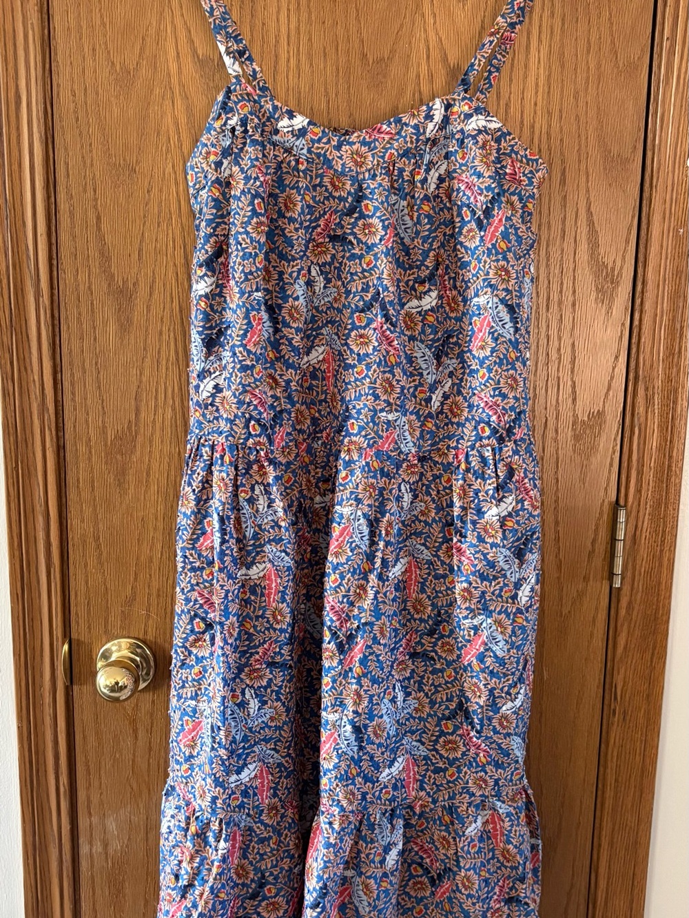 NWT Knox Rose Blue Floral Midi Sundress Strappy Sleeveless Pockets Small